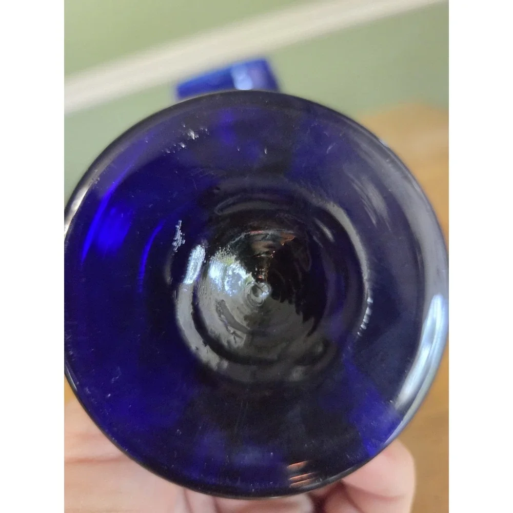 Vintage Libbey Cobalt Blue Water Wine Glasses Goblets Classic Set of 2